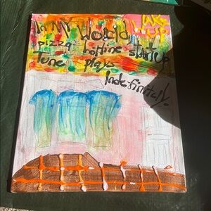 ‘Pizza Hotline Startup Tune Indefinitely’ Canvas Painting by Sara Haber 8 by 10